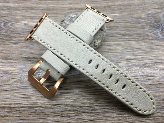 Watch Band for Apple Watch Ultra 45mm 40mm 41mm, Smartwatch Off White Leather Watch Strap, Apple iWatch Band, Valentines Day Gift Ideas