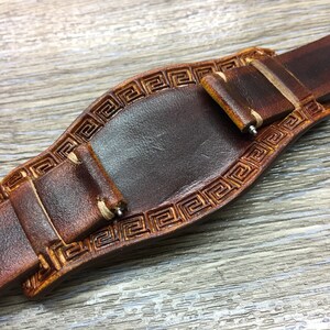 Watch Strap 20mm 19mm 18mm 22mm, Brown Leather Watch Strap Band, Cuff Watch Band, Full Bund straps, Handmade Leather Craving Watch Strap image 8