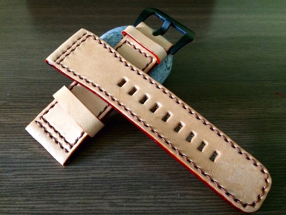 Leather watch strap, 28mm watch band, Beige leather watch band, Gift idea, Watch Strap for SevenFriday Watch, Watch Band for 24mm Buckle