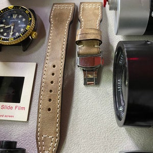 Pilot Watch Straps 22mm, Aviator Watch Band, Leather Watch Straps 21mm, Brown Leather 20mm Watchband Deployant Clasp Buckle, Gift Ideas