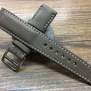 Bracelet de montre en cuir, bracelet de montre en cuir, ETOUPE ELEPHANT GREY, bande de montre, bracelet de montre de 20mm, bande de 19mm, bande de montre 20mm, livraison libre