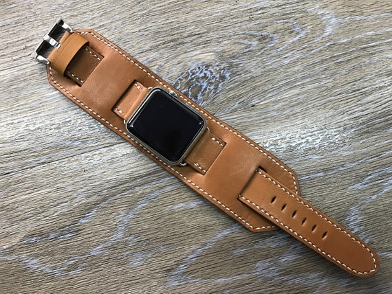 Watch Band, Apple Watch Ultra Band Strap, iWatch Cuff Band, Brown Smartwatch Band 45mm 49mm 44mm 42mm 41mm, Leather Watch Strap