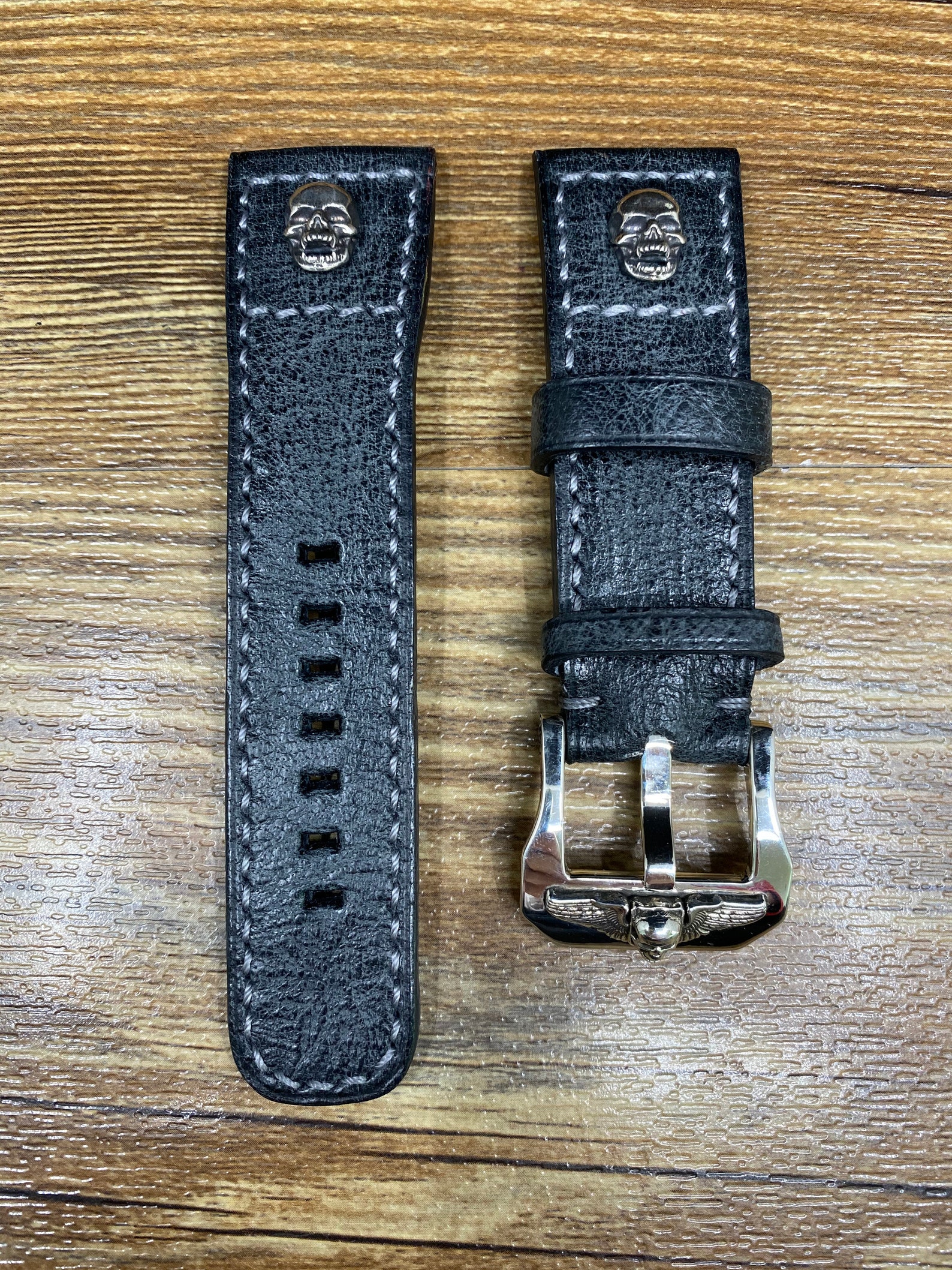 Black Leather Watch Straps 28mm Watch Band Vintage Mens Etsy UK