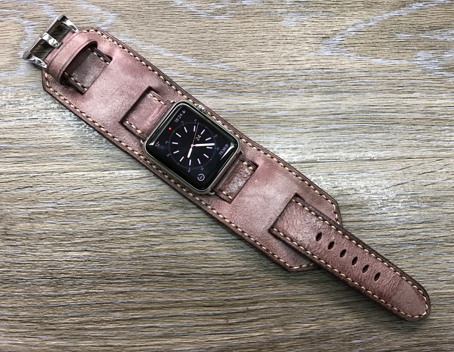 Apple Watch Band 44mm, 40mm, Retro Apple Watch Series 6 Watch Straps, Red Brown Cuff Band for