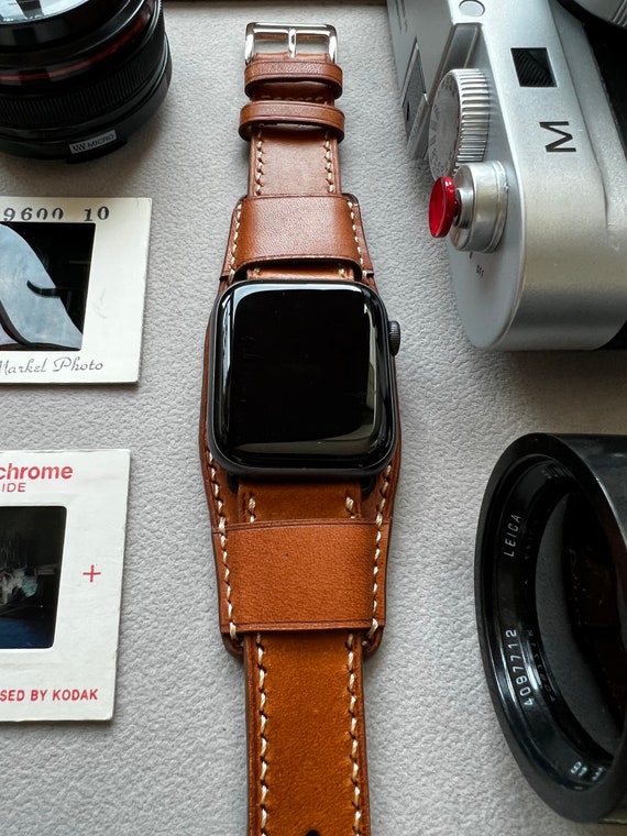 Light Brown Leather Apple Watch Band for 45mm 44mm 42mm, Leather Bund Apple Watch Strap, iWatch Band, Apple Series 7, Personalized Gift