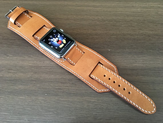 Apple Watch 45mm Series 7, Series 6 44mm Leather Cuff Watch Band, Apple Watch Straps for Apple Watch SE, iWatch Band Gift Ideas for Husband