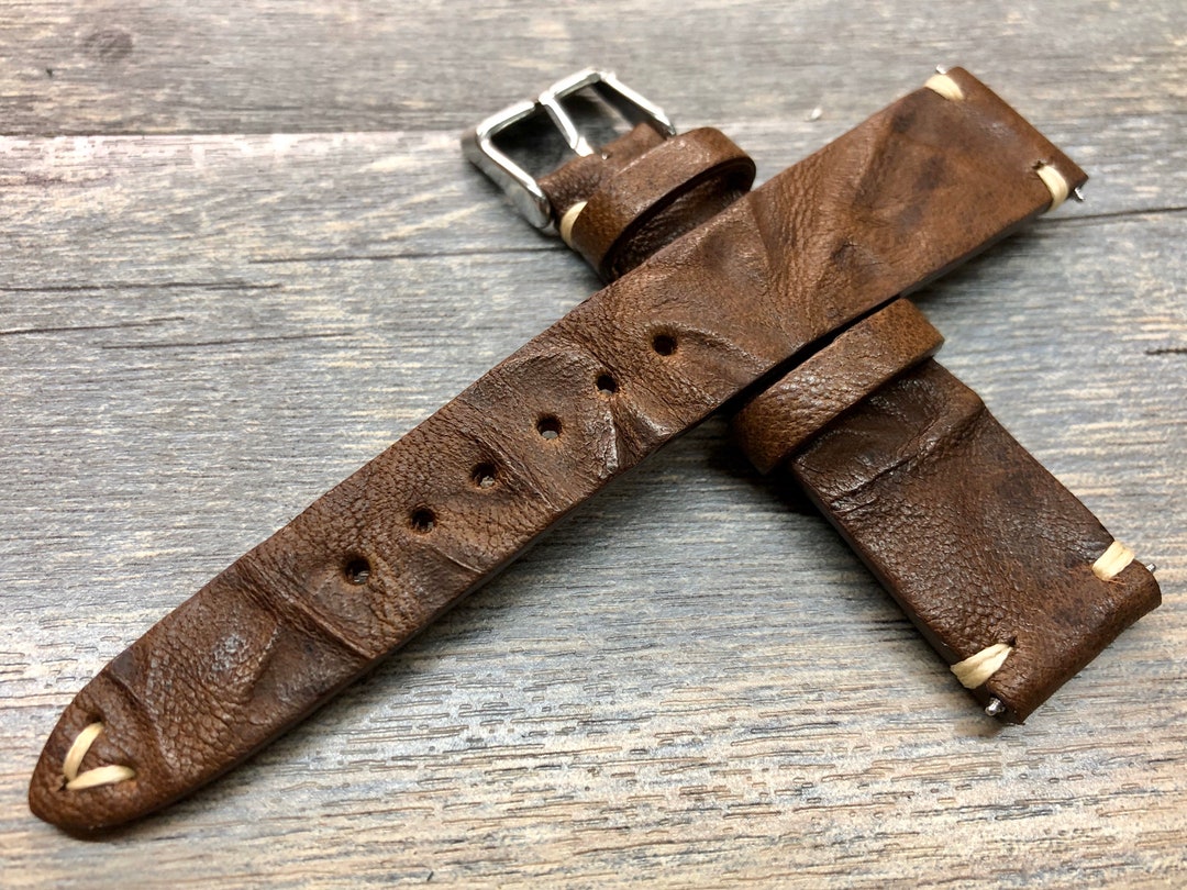 Brown Leather Watch Strap, Leather Brown Strap, Leather Band 18mm/19mm