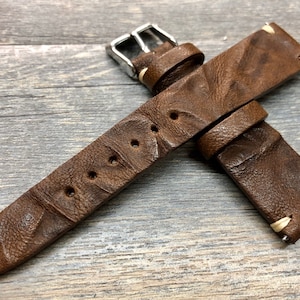 Watch Strap, Brown Leather watch band 20mm 22mm 19mm 24mm, handmade wristwatch band, watchstrap, watch bracelet replacement