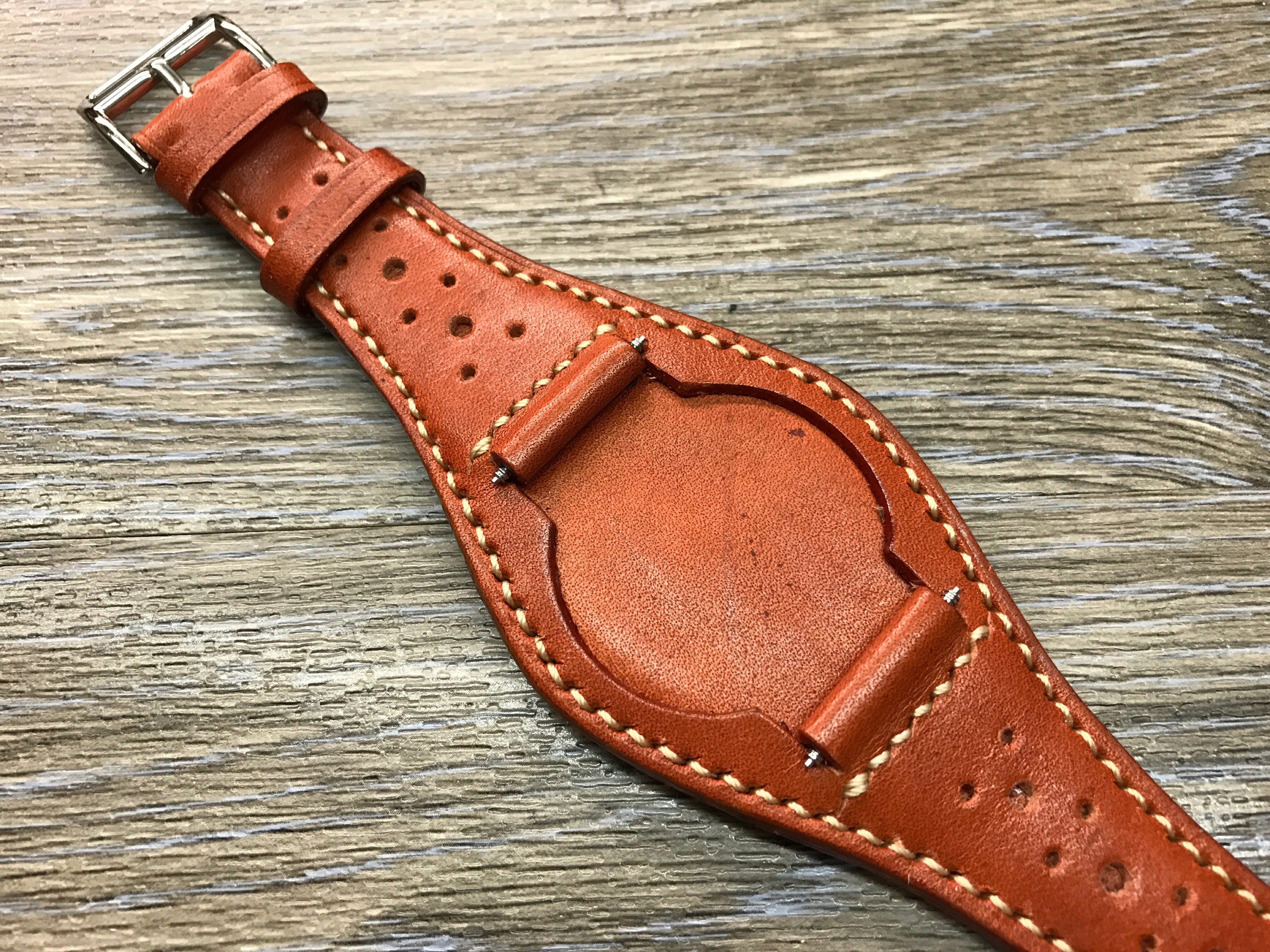 Full Bund Strap Handmade Leather Cuff Watch Band Leather - Etsy Hong Kong