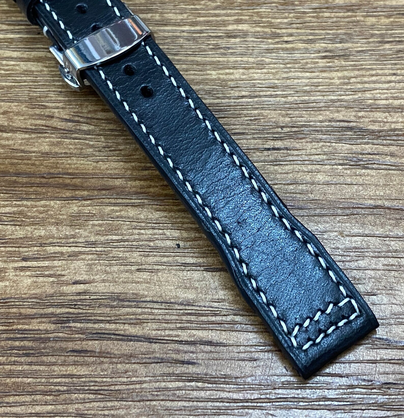 Pilot Watch Strap 22mm Pilot Band Black Leather Watch Strap Etsy