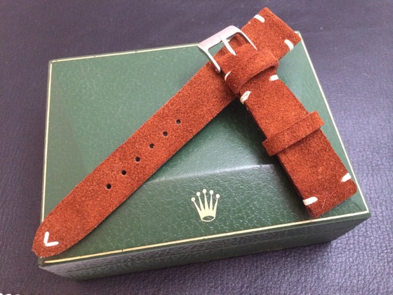 Suede brown color vintage Leather Strap, leather watch band for 18mm/19mm/20mm lug width, 16mm buckle - Father's Day gift, FREE SHIPPING