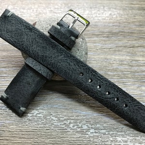 Watch Strap 20mm, Leather Watch Band, Wrist watch band, Wristwatch band replacement, Gift Ideas, Handmade Black watch straps