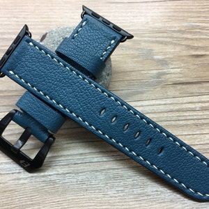 Apple Watch, pulseira de relógio Apple Watch Ultra 49 mm, pulseira de relógio azul Apple Watch SE, pulseiras de couro, pulseira de smartwatch, pulseira iWatch de 45 mm