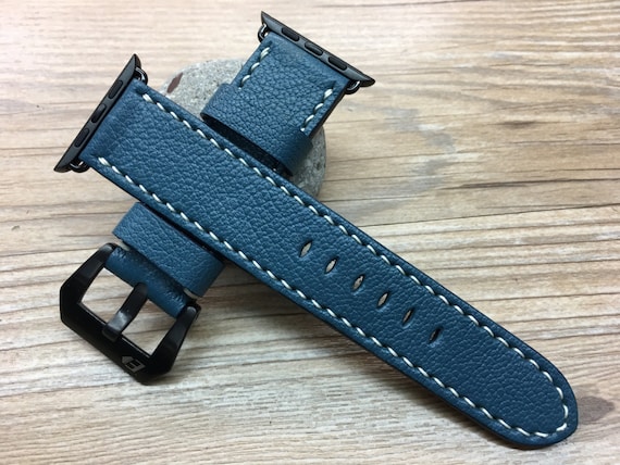 Apple Watch, Apple Watch Ultra 49mm Watch Band, Blue Apple Watch SE Watch Band, Leather Watch Straps, Smartwatch Band, iWatch Band 45mm