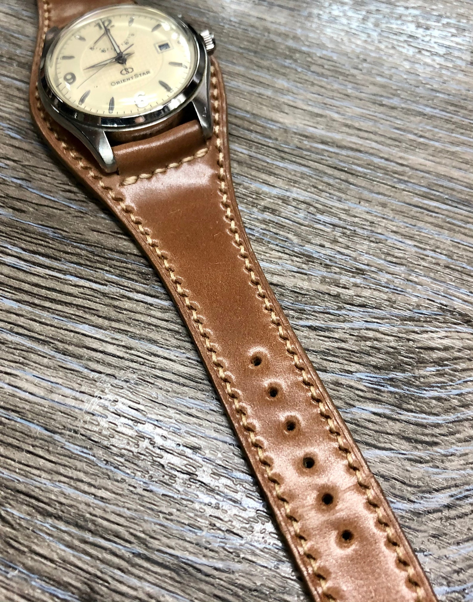 Shell Cordovan Full Bund Leather Watch Straps, Leather Watch Band 20mm ...