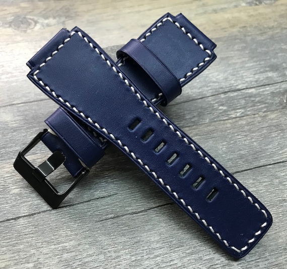 Leather watch strap, leather watch band, 24mm watch strap, Blue watch strap, 24mm watch band, watch band, FREE SHIPPING