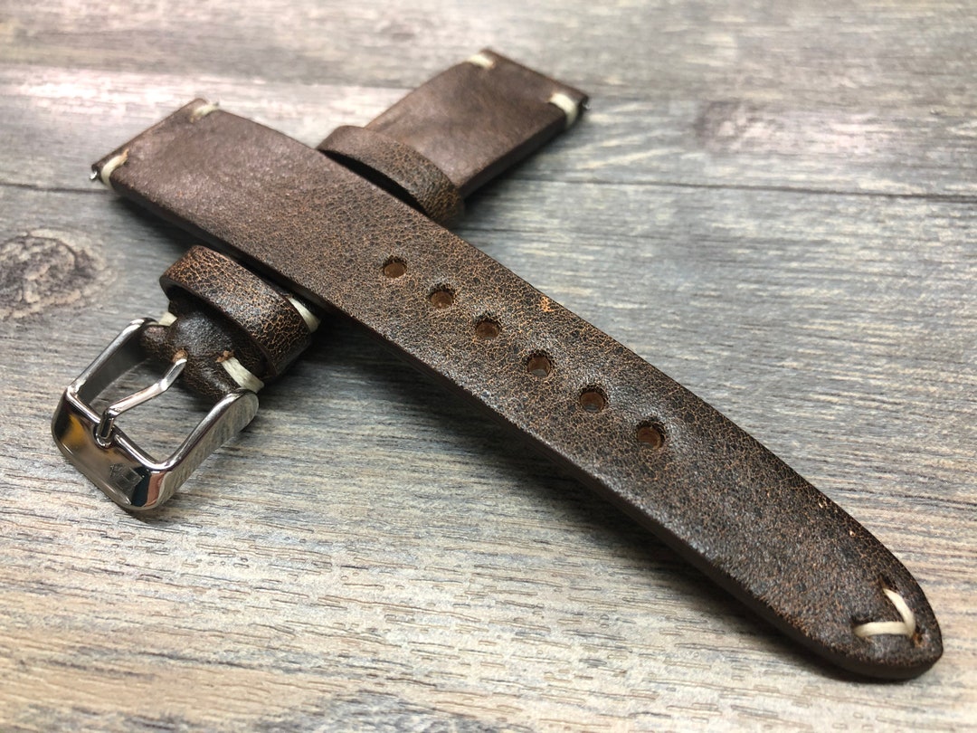 Leather Watch Strap, 20mm Watch Strap, 19mm Leather Watch Band, Vintage