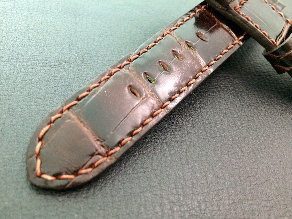 Red Silver 18mm -MAIKES bracelet de montre fait main en cuir de vache, 7 couleurs disponibles