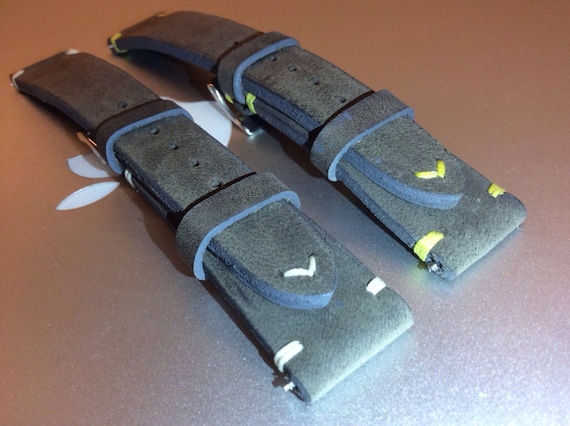 Watch Band, Watch Straps 20mm, Leather Watchstrap 21mm, Wrist watch Band, Watch Straps Replacement, Grey Distress Watch Strap 22mm