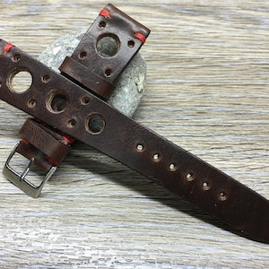 watch strap, Rally Watch strap, Leather watch band, Racing watchband, BROWN watch strap Replacement 20mm 19mm, Wristwatch Band, Watchstrap