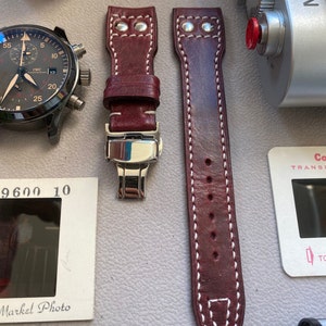 Maroon Brown Big Pilot Leather Watch Strap 22mm 21mm, Pilot Watch Band, 20mm Watch Strap, Valentines Day Gift Ideas, Leder Uhrenarmband