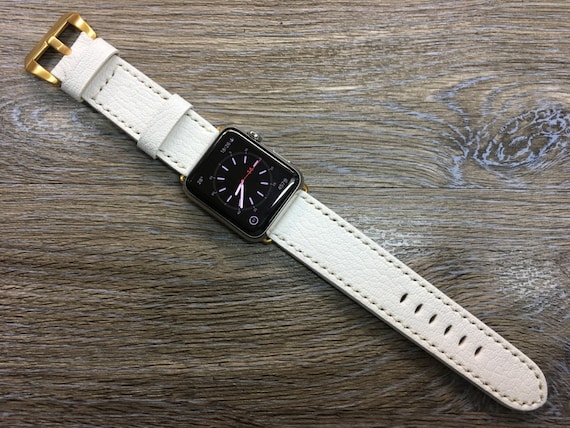 Birthday Gift Ideas for Wife, Apple Watch Band Series 7 45mm 41mm, White Togo Leather iWatch Band Series 5 44mm 40mm, Smartwatch Straps