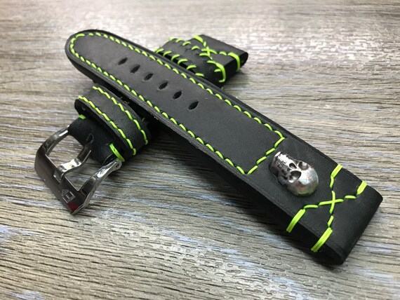 Cinturino Per Orologio In Pelle Di Vitello Nera E Bianca - Foto 13