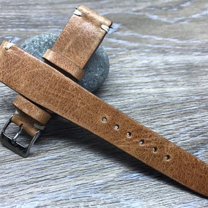 Leather watch straps 20mm, Genuine Leather Watch Band 19mm in Light Brown, Vintage watch strap 18mm watch strap, Gift Ideas for Husband