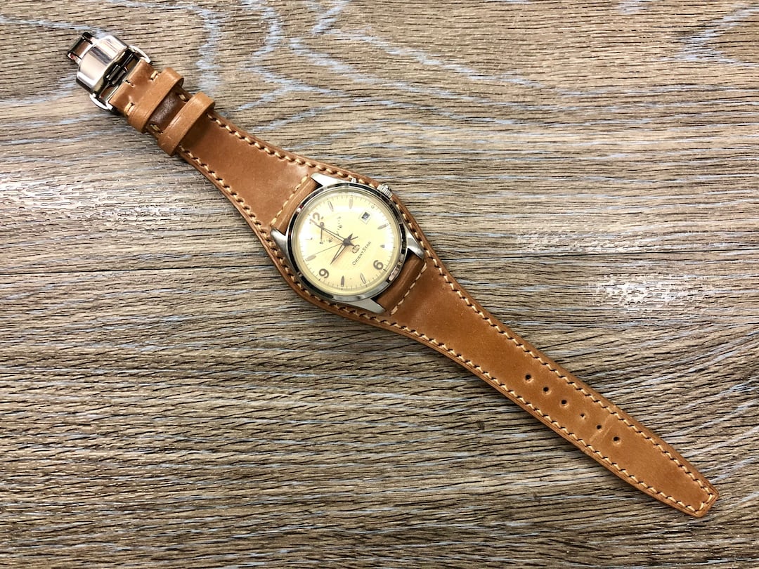 Shell Cordovan Full bund Leather Watch straps, cinturino in pelle 20mm 19mm, Horween Leather Natural Cuff Band, cinturini per orologi da polso da uomo