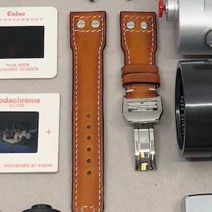 Pilot Leather Watch Strap, Aged Leather Watch Band 21mm, Mens Aviation Brown wrist Watch Band 22mm, Uhrenarmband aus Leder, Gift Ideas