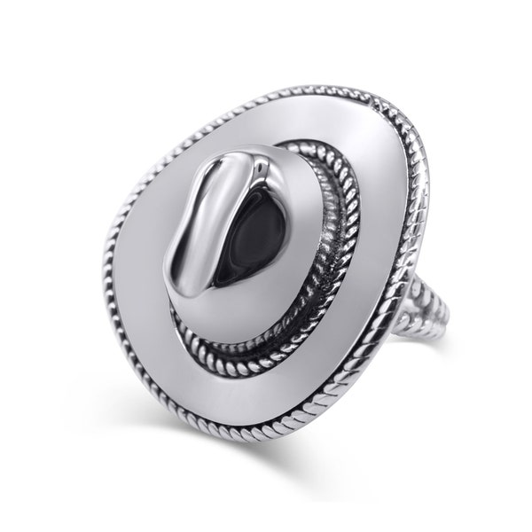 Anneau de chapeau de cowboy de rodéo | Bague chapeau de cowboy, bague de cowboy, bijoux de cowboy, bijoux pour Far West, bijoux en argent, bague en acier inoxydable, cadeau