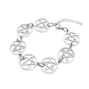 Pentacle Bracelet | Pentagram Wicca Witchcraft Gothic | Stainless Steel | Witch Jewellery | Gothic Fashion | Gifts for him / her