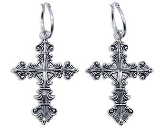 Lament Cross Hoop Earrings
