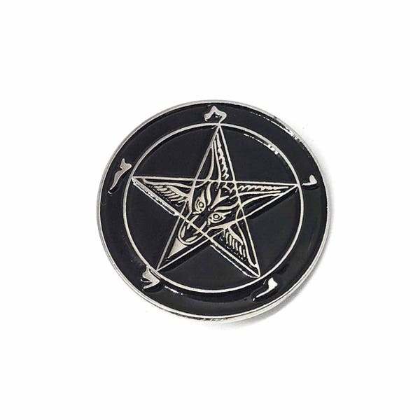 Satan's Signet Baphomet Pin | Black And Silver Gothic Pins | Occult Pin Badge | Satanic Pin Badge | Gothic Pin Badges | Alt Pins | Goth Gift