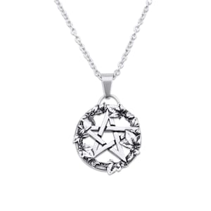 Green Witch Pentacle Necklace | Nature, Green Witch, Gothic Statement Jewellery & Wicca | Statement Necklace | Stainless Steel Jewellery