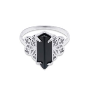 Repent Medieval Black Gemstone Ring | Gothic Architecture, Church window, Stainless Steel Jewellery, Hypoallergenic