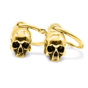 Gold Hel Skull Hoop Earrings | Gothic Anatomical Jewellery Alternative | Stainless Steel Hoop Earrings | Gold Skull Jewellery | Gift for her