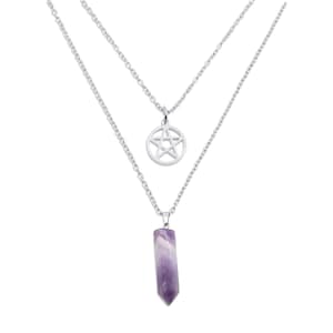 Pentacle Layer Necklace | Pentagram Wicca Witchcraft Gothic | Stainless Steel Jewellery | Witch Jewellery | Crystal Necklace | Gothic Gift