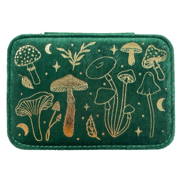 Green Witch Mushroom Jewellery Box | Cottage Core homeware | Gothic Homeware | Green and Gold Jewellery Box | Statement Homeware | gift