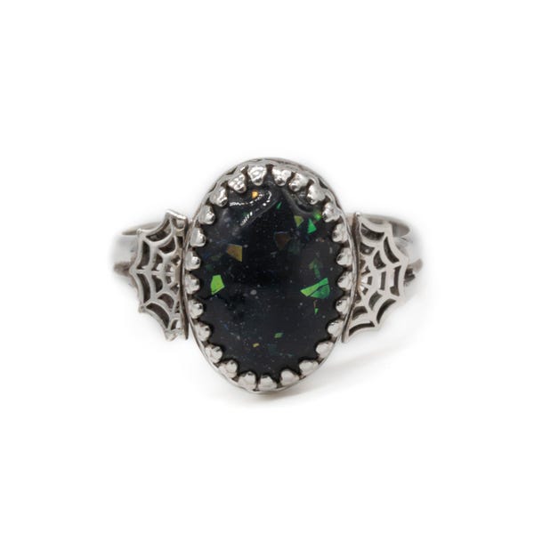 Spider's Embrace Gothic Breastmilk Ring | breastmilk jewellery, keepsake jewellery, personalised