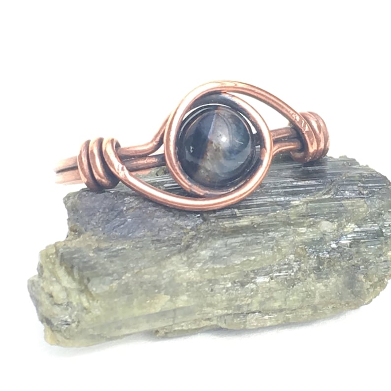 Copper Jewelry Copper Tigers Eye Ring Tigers Eye Copper Ring Boho Ring Quartz Stacking Ring Tigers Eye Jewelry