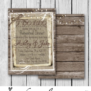 I DO BBQ, Rehearsal Dinner, Rustic, Wood, White, Couple Shower - Wedding Invitation / Bridal / Baby Shower / Birthday - Digital & Printed