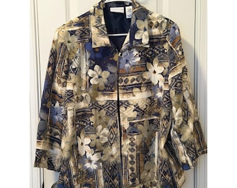 Alfred Dunner Plus 18 Patchwork Floral Lightweight Jacket Travel Layering Blazer