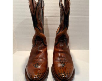Ariat Men’s Cowboy Boots 8.5B Brown Leather Spider Web Western