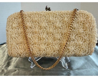 Vintage 1950s Beaded Clutch Purse Japan by Metal Montréal Evening Bag