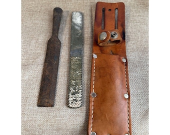 Vintage Farrier Tool Set  Nicholson USA Hoof Rasp w/ Leather Sheath