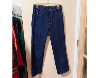Vintage 70s Rene of France NWOT Flare Jeans 29x29 Dark Denim High Rise Western