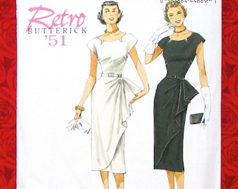 Butterick Sewing Pattern B5880 Side Ruffle Dress, Retro 1950's Vintage Style, Sizes 14 16 18 20 22, DIY Formal Summer Evening Fashion, UNCUT