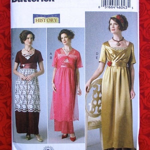 Butterick Sewing Pattern B6190 Edwardian Dress, Jacket, Overskirt, Train, Headband, Miss Sizes 6 8 10 12 14, Historical Reenactment, UNCUT