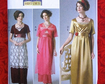 Butterick Sewing Pattern B6190 Edwardian Dress, Jacket, Overskirt, Train, Headband, Miss Sizes 6 8 10 12 14, Historical Reenactment, UNCUT